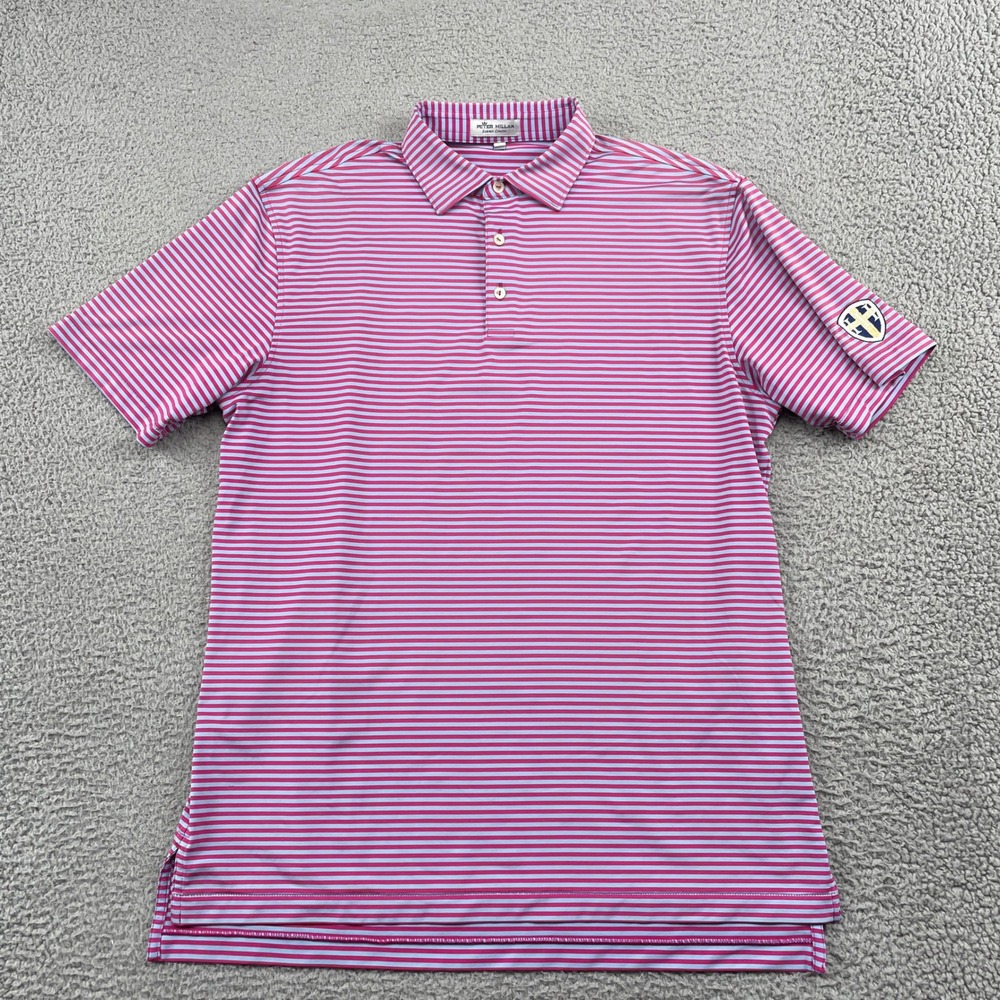 Peter Millar Polo Mens M Pink Summer Comfort Striped Short Sleeve Golf Shirt